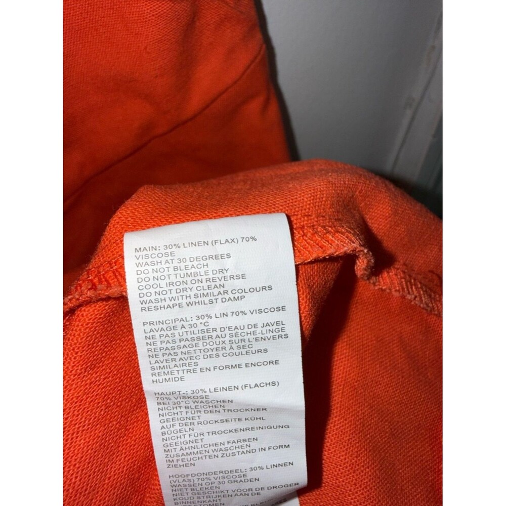 Nasty Gal NWT Linen Puff Sleeve Mini Dress Coral Orange Size 10 Summer Brunch - Picture 8 of 12